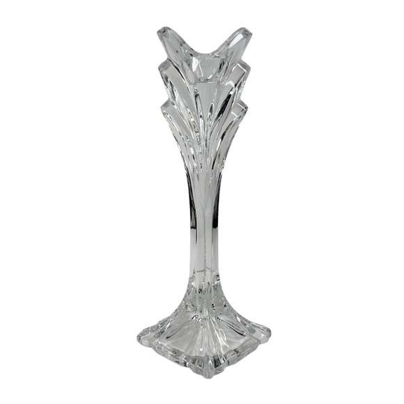 Clear Crystal? Glass Art Deco Style 9 Inch Candlestick Holder - Picture 1 of 9